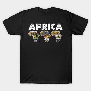 African Wildlife Continent Collage Trio T-Shirt